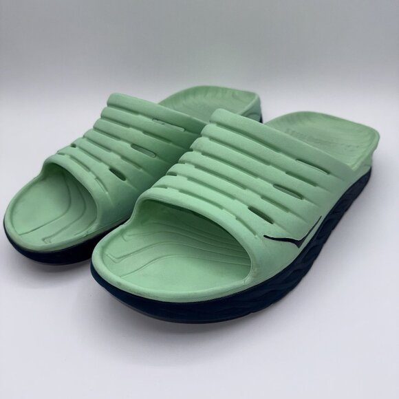 HOKA One One Sandal ORA Recovery Mint Green Blue Slide Shoes Men’s Size 12 - Picture 4 of 11